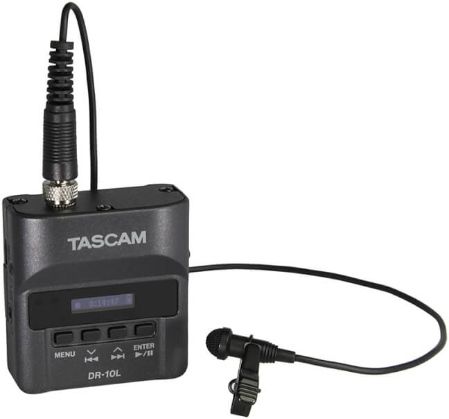 Tascam DR-10L – рекордер с петличным микрофоном